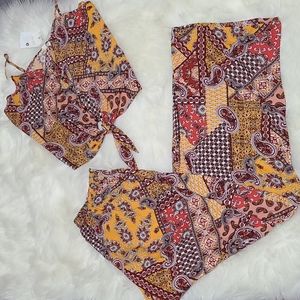 Ultra Flirt Spaghetti Strap Tie Front Top w/Matching Wide Leg Pants.